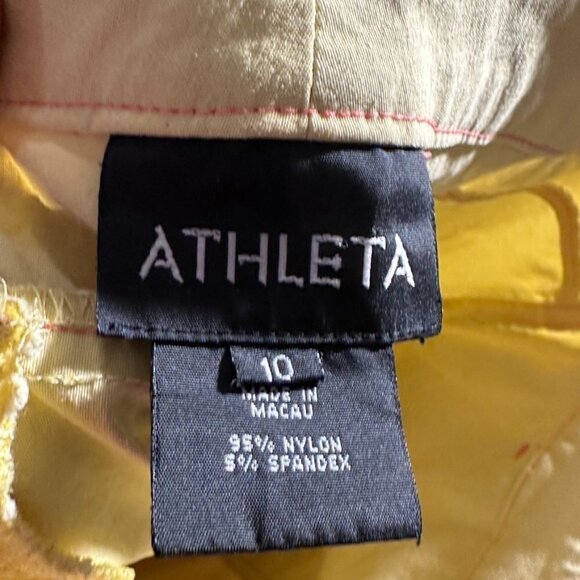 Athleta Shorts Size 10 EUC Yellow Golf Athletic Athleisure Pink Tennis Graffiti - Picture 3 of 6